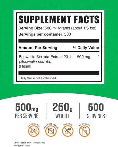 BulkSupplements.com Boswellia Serrata Extract Powder 500mg per 250g (8.8 (8.8 oz) 1)