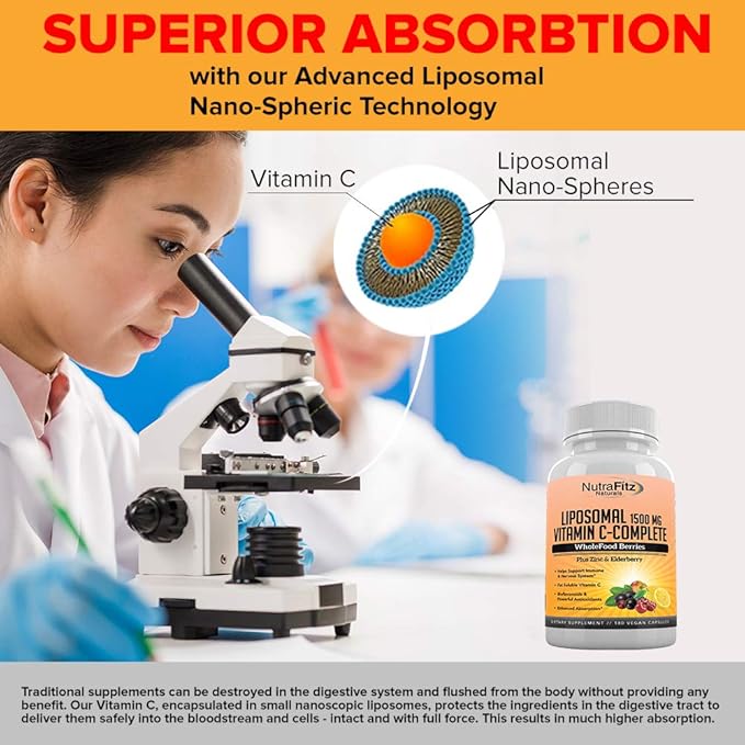 Liposomal Vitamin C with Zinc Capsules Support,1500mg/Serving 3 3 Month