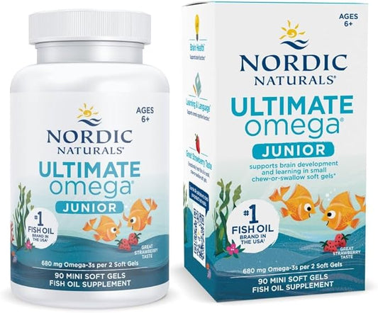Nordic Naturals Ultimate Omega Jr., Strawberry 90 Mini 680 Total Omega-3s with 45 Servings