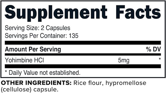 PrimaForce Yohimbine HCl 2.5mg, 270 Capsules - Premium Supplement, Boosts Performance, Zero Fillers, Non-GMO and Gluten Free