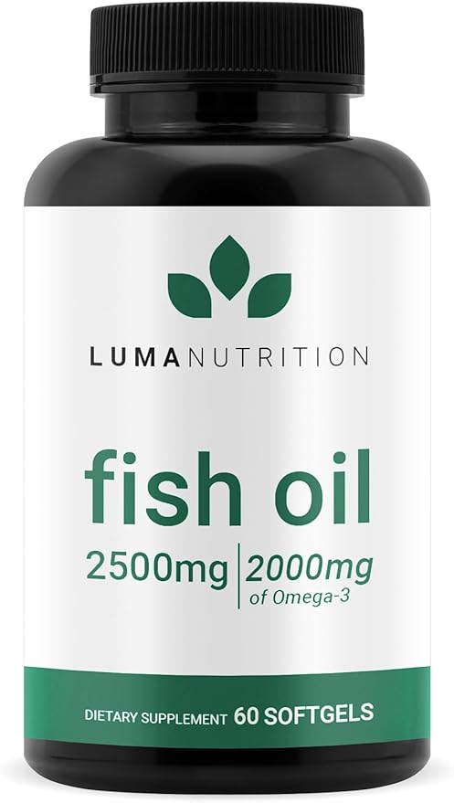 Luma Nutrition Omega 3 Fish Oil Supplement 2500mg - 2000mg EPA 60 Softgels