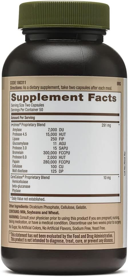 GNC Natural Brand Super Digestive Enzymes 100 Capsules