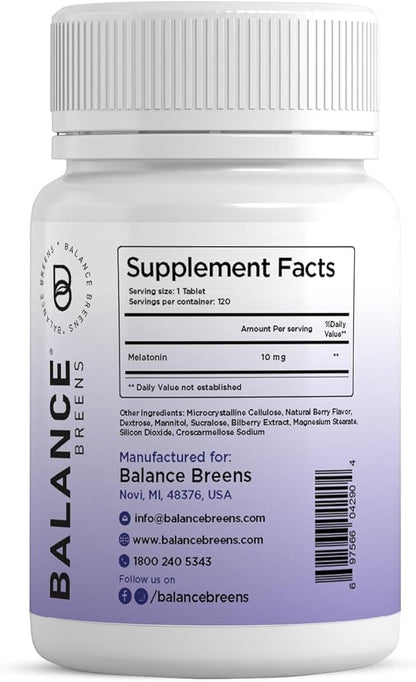 Melatonin 10mg, 100% Drug Free, Fast-Dissolve 120 Tablets