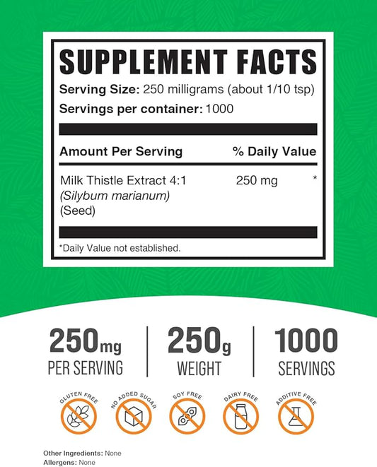 BulkSupplements.com Milk Thistle Extract Powder 250mg per 250g (8.8 (8.8 oz) 1)