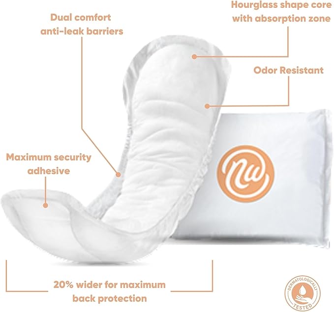 Incontinence Pads for Women, Skin-Safe Design, 10 in, 30 Count, 3 Packs, 90 Total