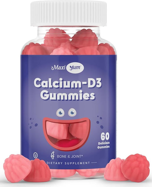 Calcium + D3 Gummy – Chewable Supplement for Bone Support – Kosher Gummies for Women, Men & Kids – Coral Source with Vitamin D – Kids Calcium & Immune Support – Citrate-Free – 60 Count