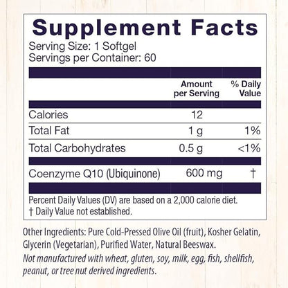 Healthy Origins CoQ10 (Kaneka Q10), 600 mg 60 Softgels