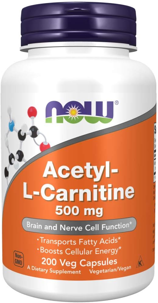 NOW Supplements, Acetyl-L Carnitine 500 mg, 200 Veg