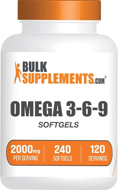 BulkSupplements.com Omega 3-6-9 Softgels - Triple Omega Supplement, with Omega 6 & 9, with Fish Oil Omega 3-2 Softgels per Serving, 120-Day Supply, 240 Softgels (Pack of 1)
