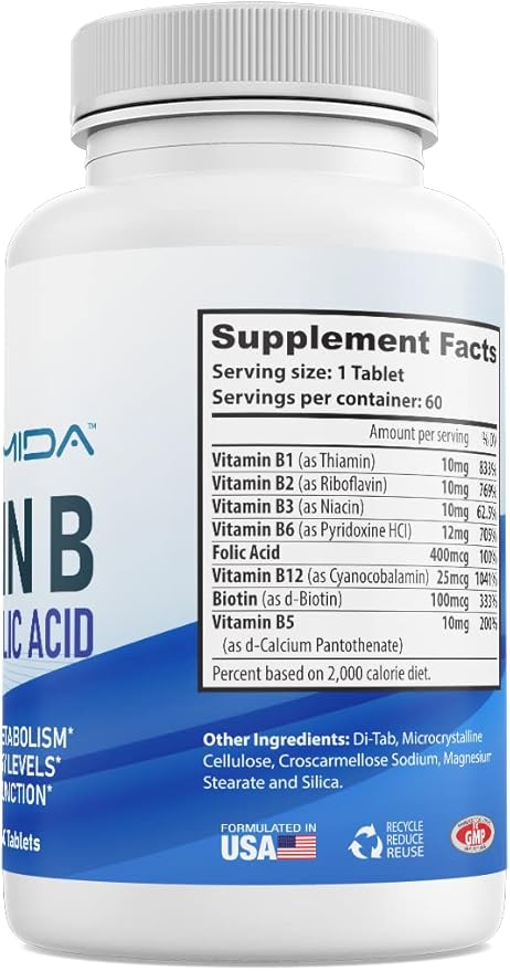 Vitamin B Complex and Folic Acid 60 Tablets