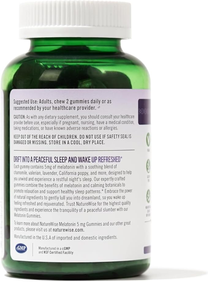 NatureWise Melatonin Gummies 5mg + 90 Gummies[45-Day Gummies[45-Day Supply]