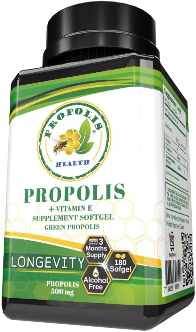 Propolis Health Propolis Capsules 1000mg-Daily 2 Capsules 50 Days (180 Capsules)