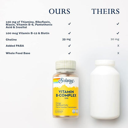 SOLARAY Vitamin B Complex 100 mg, B6, B12, B12, Biotin 50ct