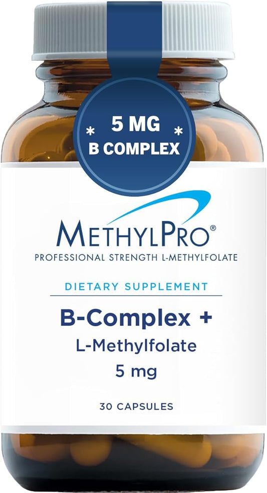MethylPro B Complex + L Methylfolate 5mg - Professional Strength Vitamin B Complex & L-Methylfolate Supplement for Energy, Mood, & Immune Support - Vitamin B Complex Supplement (30 Capsules)