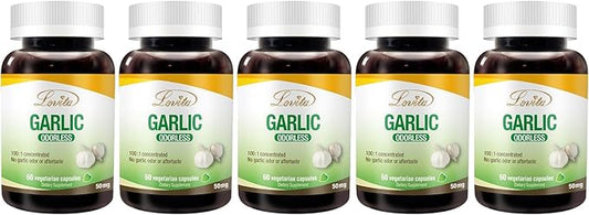 Lovita Odorless Garlic Extract 5000mg | 1.25% Allicin 60 Vegetarian 5)