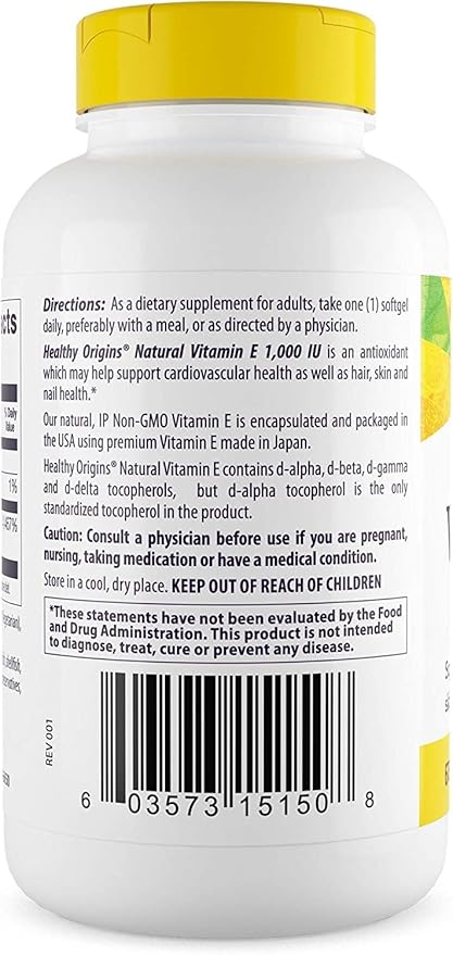 Healthy Origins Vitamin E, 1,000 IU 120 Softgels