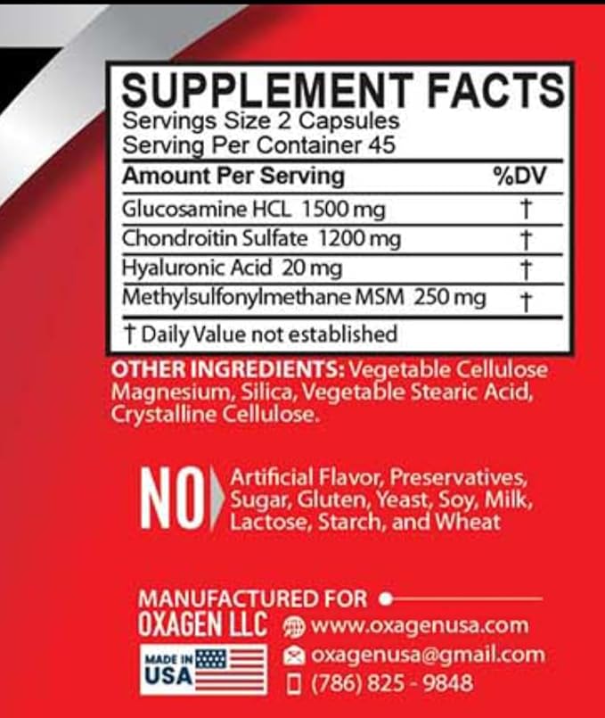 Glucosamine chondroitin msm hyaluronic Acid Oxa-Flex 90 tab