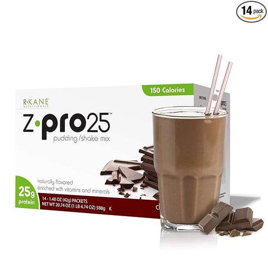 Z-Pro Chocolate Protein Drink Mix 25g Protein 14 Packets- ZPro25