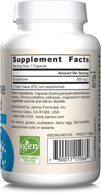 Jarrow Formulas Glutathione Reduced 500 mg 120 Veggie