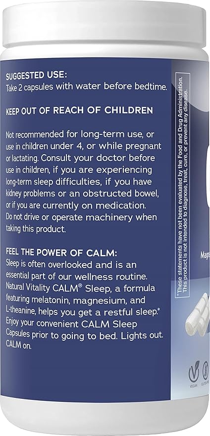 Natural Vitality Calm Sleep Magnesium Supplement, 120 Capsules