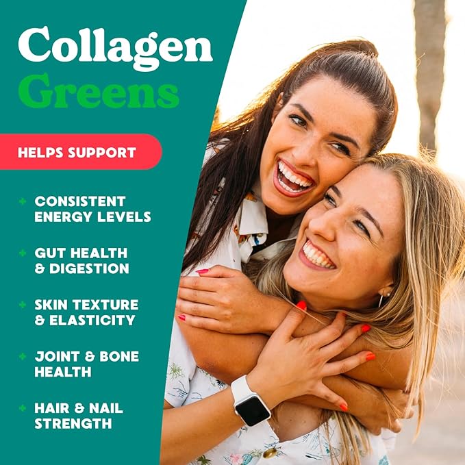 Simply Blossom Nutrition Daily Greens & Superfood Powder + Collagen + Probiotics for Women's Digestive Health & Bloating Relief. Help Your Health Bloom - 3 Month Supply - Watermelon