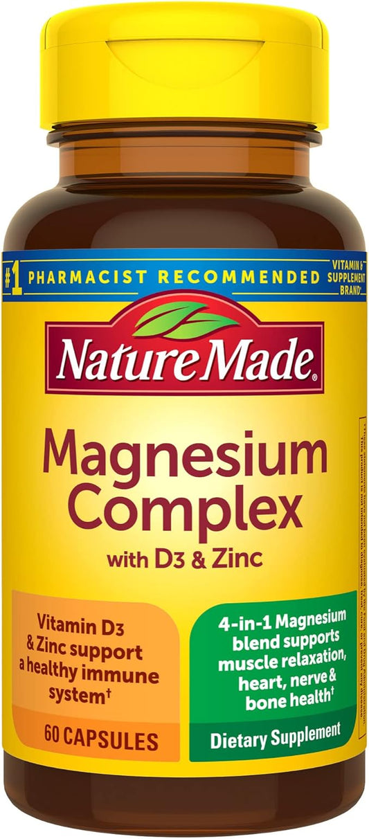 Nature Made Magnesium Complex with Vitamin D3 & 60 Capsules, 30 Day