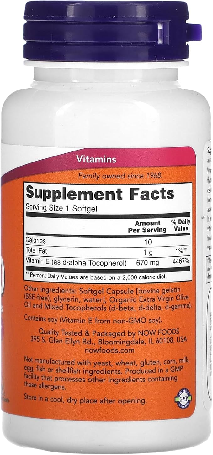 NOW Supplements, Vitamin E-1,000 IU Mixed 50 Softgels