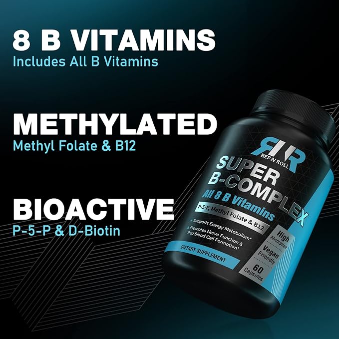 Super B Complex, 8 Bioactive B B12, P-5-P P-5-P (Vitamin B6), D-Biotin, 60 Vegan