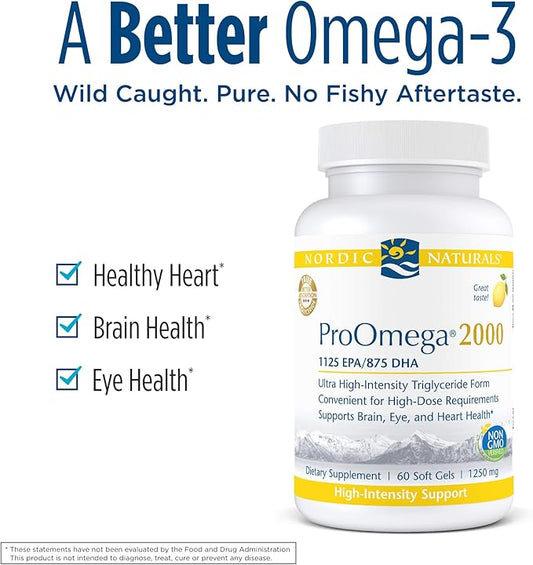 Nordic Naturals ProOmega 2000, Lemon Flavor 2150 mg Omega-3 - 60 Soft 30 Servings