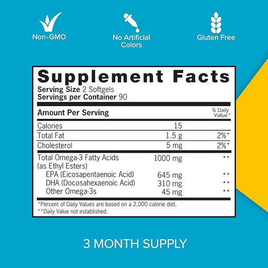 Qunol Fish Oil Omega 3 Mini 1000mg Omega 3 EPA 3 Month 180 Count