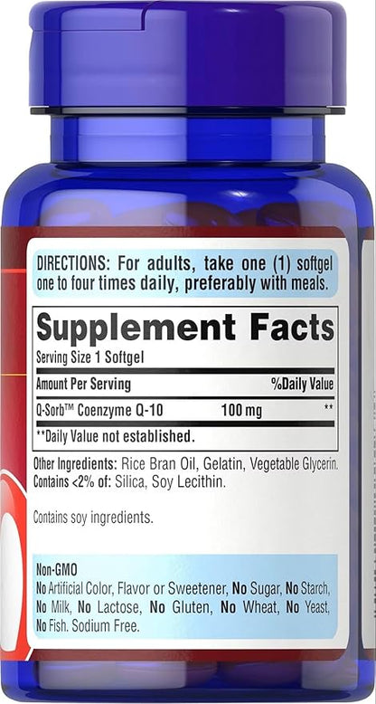 Q-Sorb CoQ10 50mg, Contributes to Heart Wellness,100 Softgels