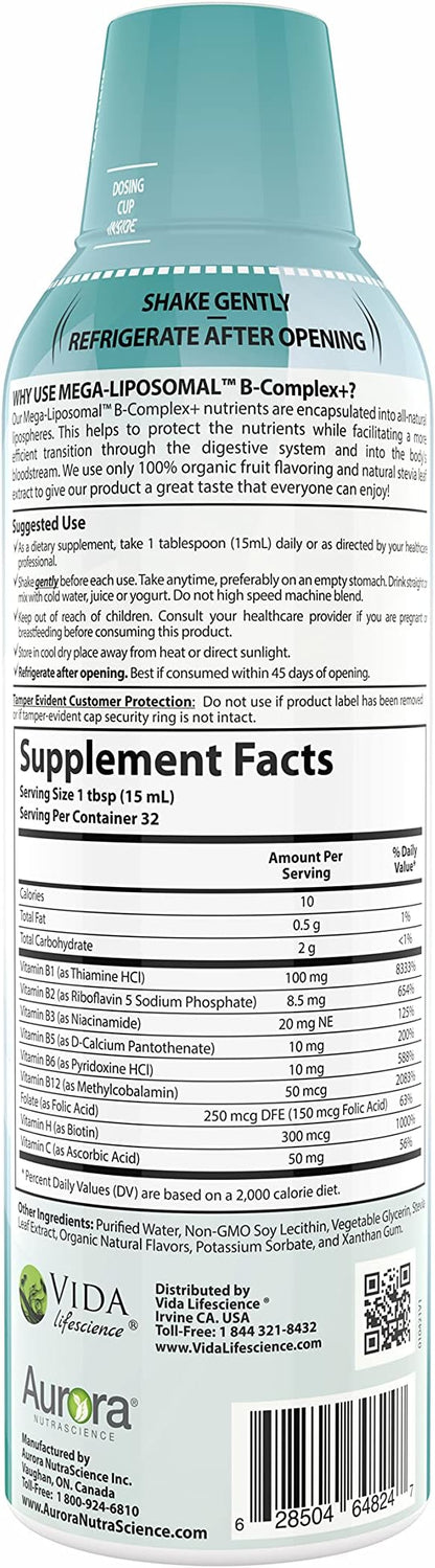 Aurora Nutrascience, Mega-Liposomal B-Complex + Vitamin 16 fl (480 mL)