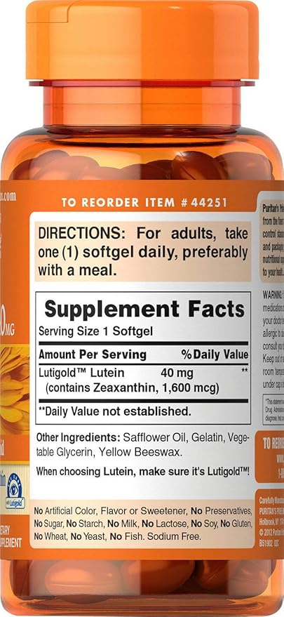 Puritan's Pride Lutein 40 Mg 60 Ct,