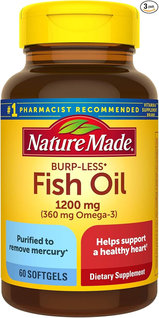 Nature Made Burp-Less Fish Oil 1200 60 Softgels, 3 Supplement 3)