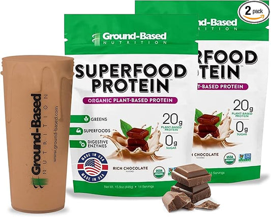 Ground-Based Nutrition Plant-Based Protein Superfood Powder 28 Servings (2 Pack)