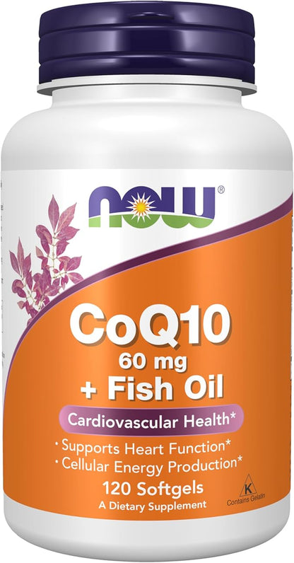 NOW Supplements, CoQ10 60 mg 3 Fish 120 Softgels