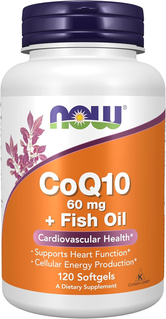 NOW Supplements, CoQ10 60 mg 3 Fish 120 Softgels