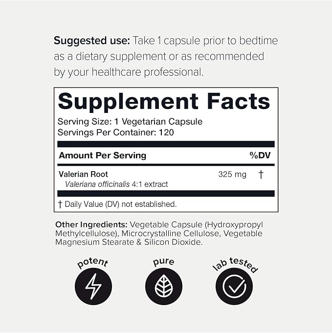 Toniiq Ultra High Strength Valerian Root Capsules 1,300mg 4X 4X Concentrated 120 Capsules