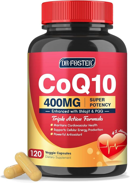 CoQ10 400mg-High Absorption Coenzyme Q10 Supplements 120 Veggie