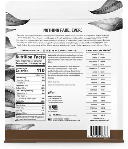 Levels Organic Plant Protein, 20G of 2LB