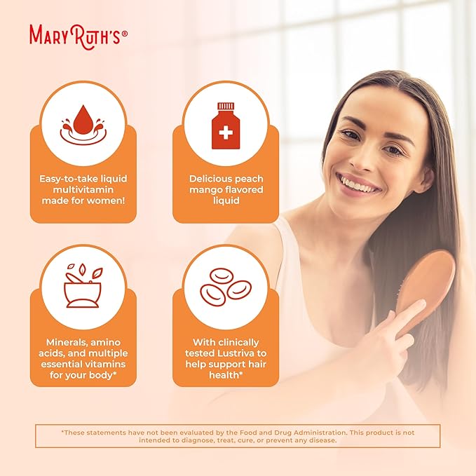 MaryRuth's Liquid Multivitamin + Lustriva® Hair Growth 10000mcg | 18+ | 30 Fl