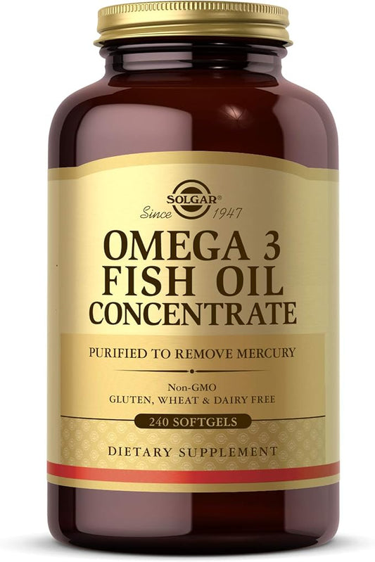 Solgar Omega-3 Fish Oil Concentrate, 240 Softgels 120 Servings