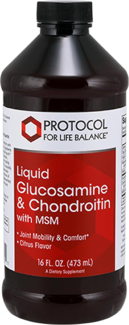 Protocol Liquid Glucosamine & Chondroitin with MSM - Joint Support* - Chondroitin MSM Supplement - Egg Free & Dairy Free - 16 fl oz
