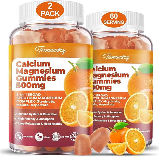 Calcium Magnesium Gummies High Absorption Calcium 600 mg 500 mg D3 & K2 for (120 Count)