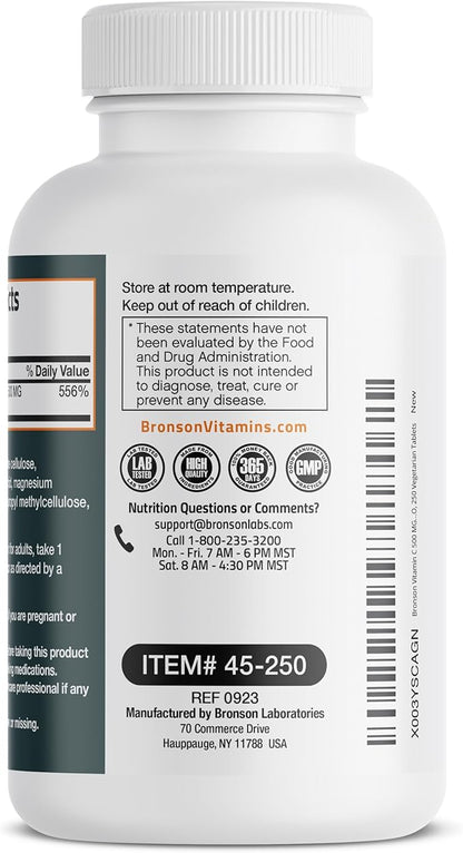 Bronson Vitamin C 500 MG Supports 250 Vegetarian
