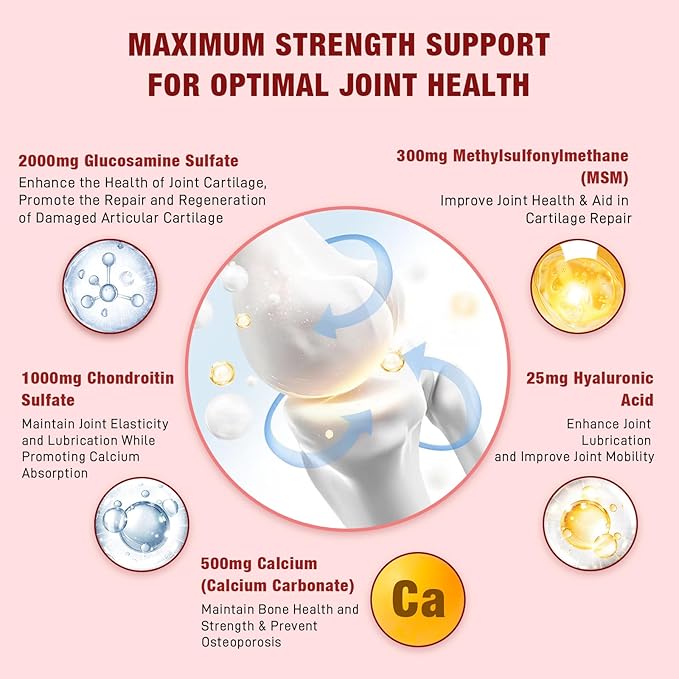 2 Pack Enhanced 3000mg Glucosamine Chondroitin Gummies with MSM for Adults - Extra-Strength Joint Health & Flexibility, Antioxidant & Immune Support Supplement, 120 Count