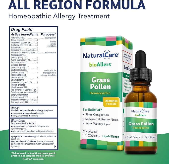 NaturalCare Grass Pollen Homeopathic, Homeopathic Allergy 60 Day 1 FL