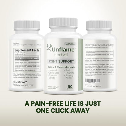 Herbal Supplement – Botanical Support for Joints, Back, and Muscles – 60 Capsules – Natural Herbal Blend – Dietary Supplement