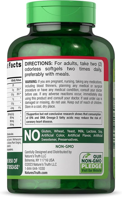Nature's Truth Fish Oil Supplement 2000mg | 110 Softgels Omega-3 |