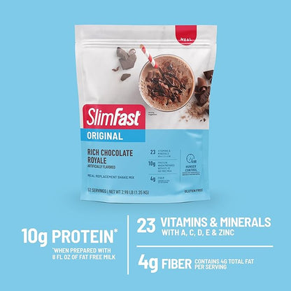 SlimFast Meal Replacement Powder, Original Rich 10g of 52 Servings
